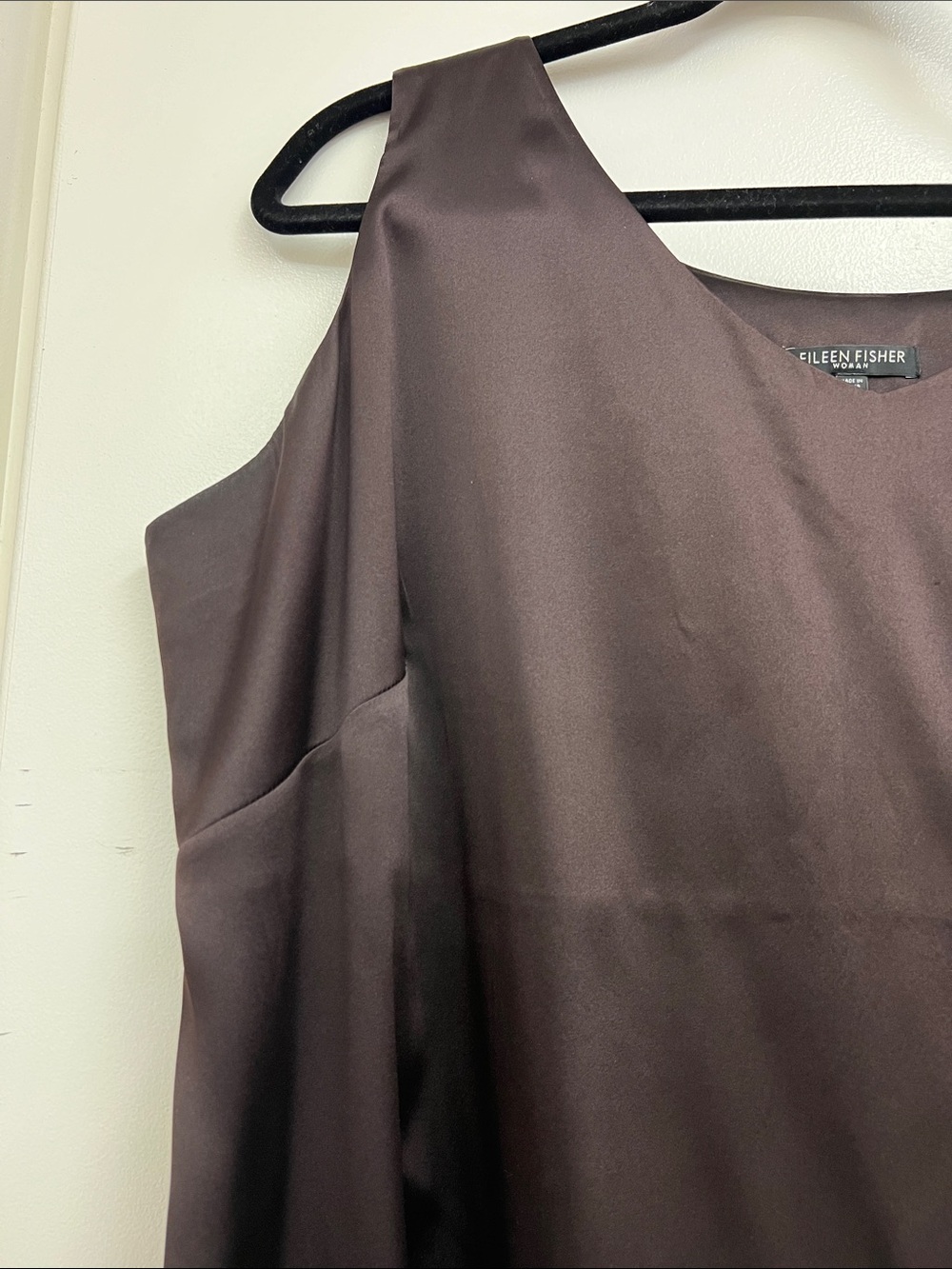 Eileen Fisher Dark Chocolate Brown Silk Blend Camisole Tank Top Shirt Blouse